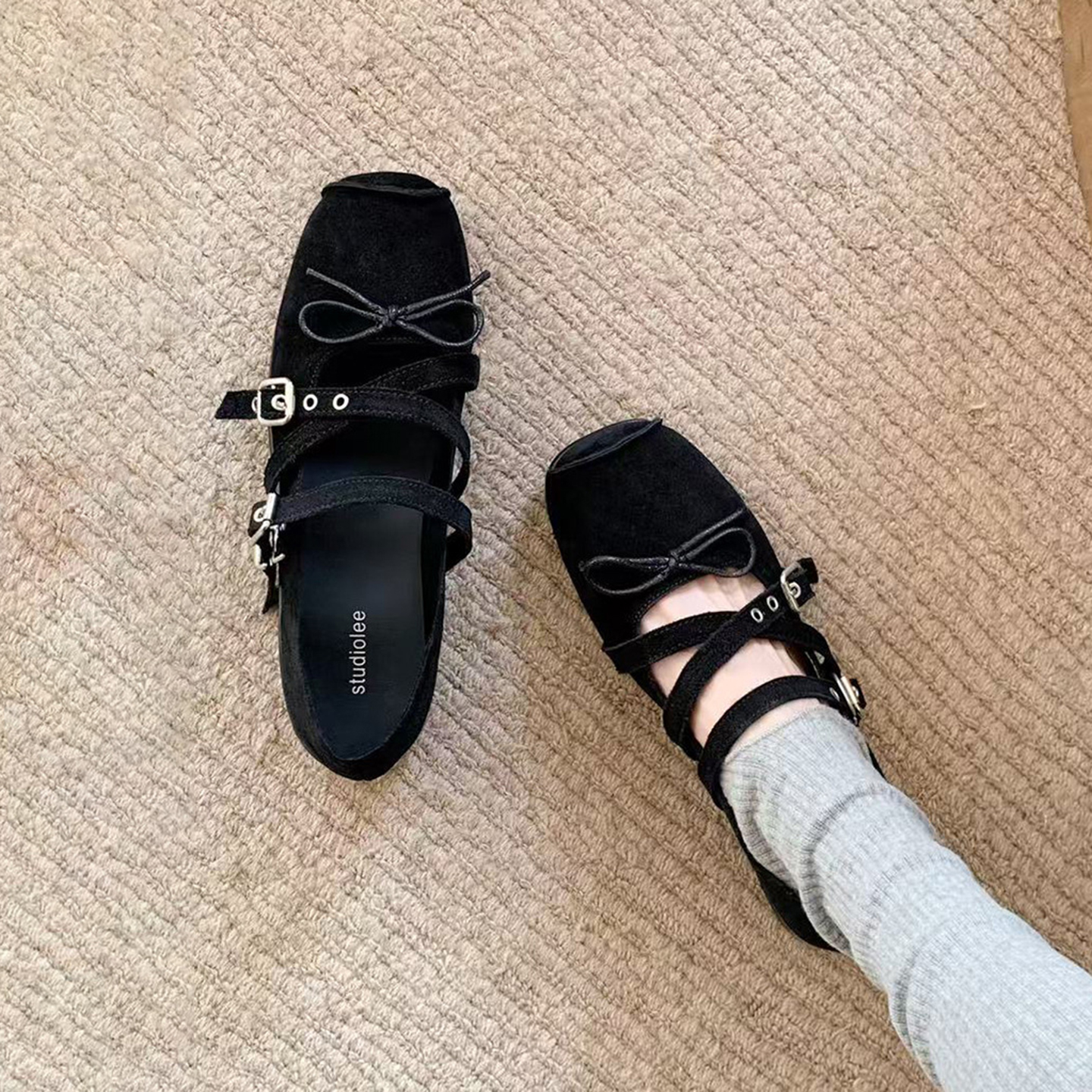 4cm内增高法式蝴蝶结玛丽珍鞋女