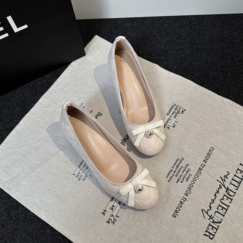 羊皮！蝴蝶结圆头粗跟玛丽珍鞋女