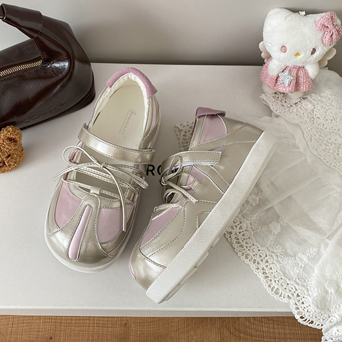 真皮复古芭蕾风德训鞋女增高鞋2026年春新款休闲透气玛丽珍运动鞋