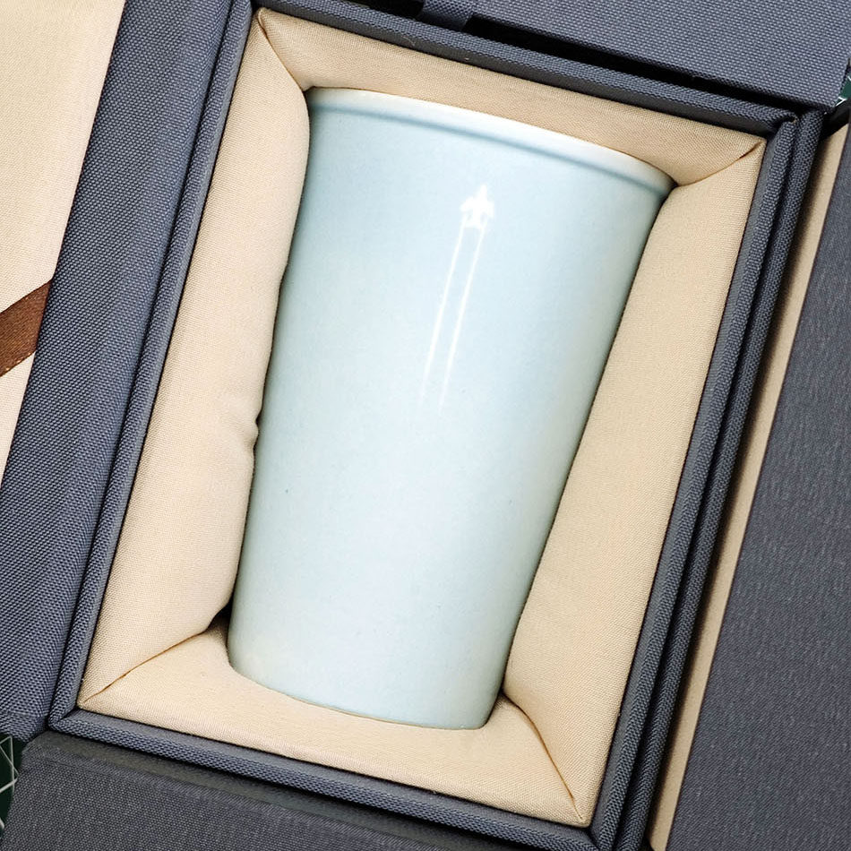 手工手绘简约风瓷质随手杯蓝色水杯办公居家奶茶杯可乐杯马克杯男