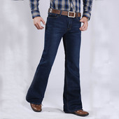 男加绒加厚微喇叭牛仔裤 23秋冬新品 男 潮牛仔喇叭裤 子 男装 韩版