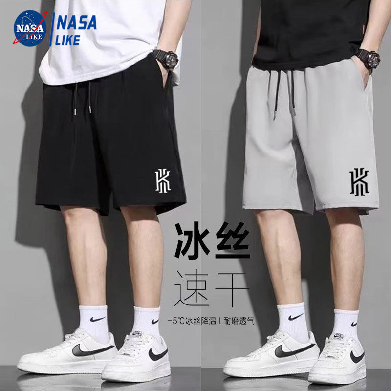NASA夏季篮球运动短裤男宽松百搭薄款冰丝速干裤子男士潮牌五分裤