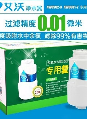 艾沃净水器AWU502-3专用复合滤芯台面水龙头家用pp棉活性炭超滤膜
