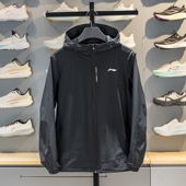 李宁运动风衣男子2026春季 健身系列防泼水连帽外套AFDW119 新款