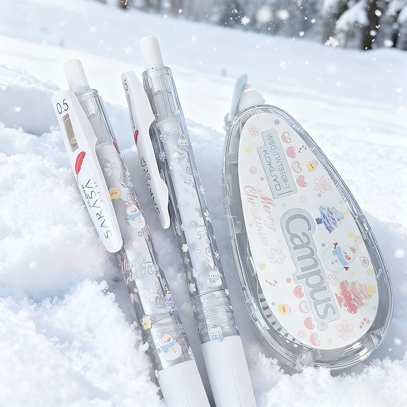 日本ZEBRA斑马JJ99冬日雪花羽毛按动中性笔小清晰雪天JJ15白杆