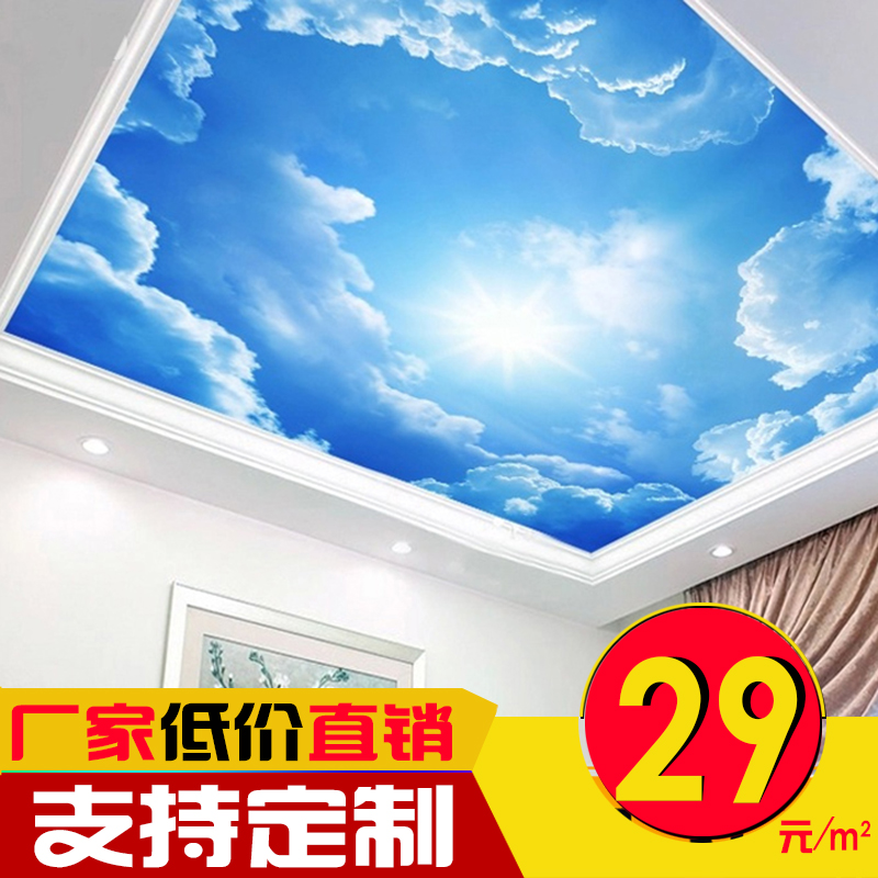 3DÁ¢ÌåÀ¶Ìì°×ÔÆÖ÷Ìâ¾ÆµêÌ컨°åǽ²¼ÎÔÊÒ¿ÍÌüÌì¿Õµõ¶¥·Àˮǽֽ±Ú»