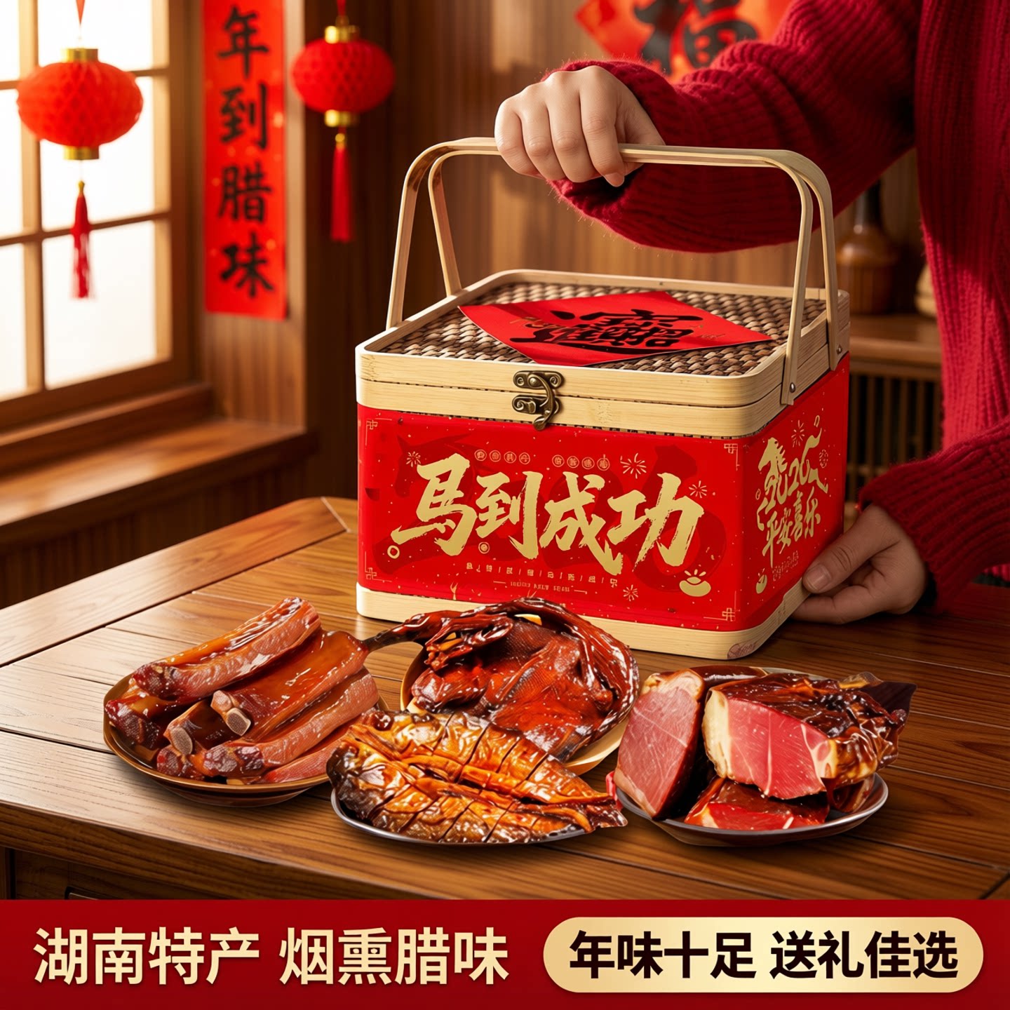 湖南特产腊肉腊排骨腊鱼酱板鸭
