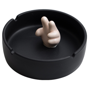 清仓烟灰缸陶瓷大号烟缸家用客厅带盖防风轻奢高级感防飞灰特价