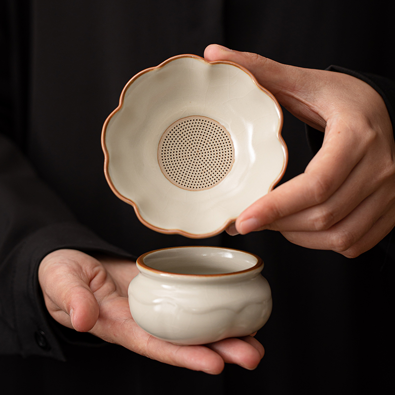 晨翔米黄汝窑茶漏茶滤泡茶神器