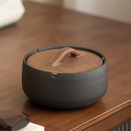 晨翔陶瓷烟灰缸带盖创意个性