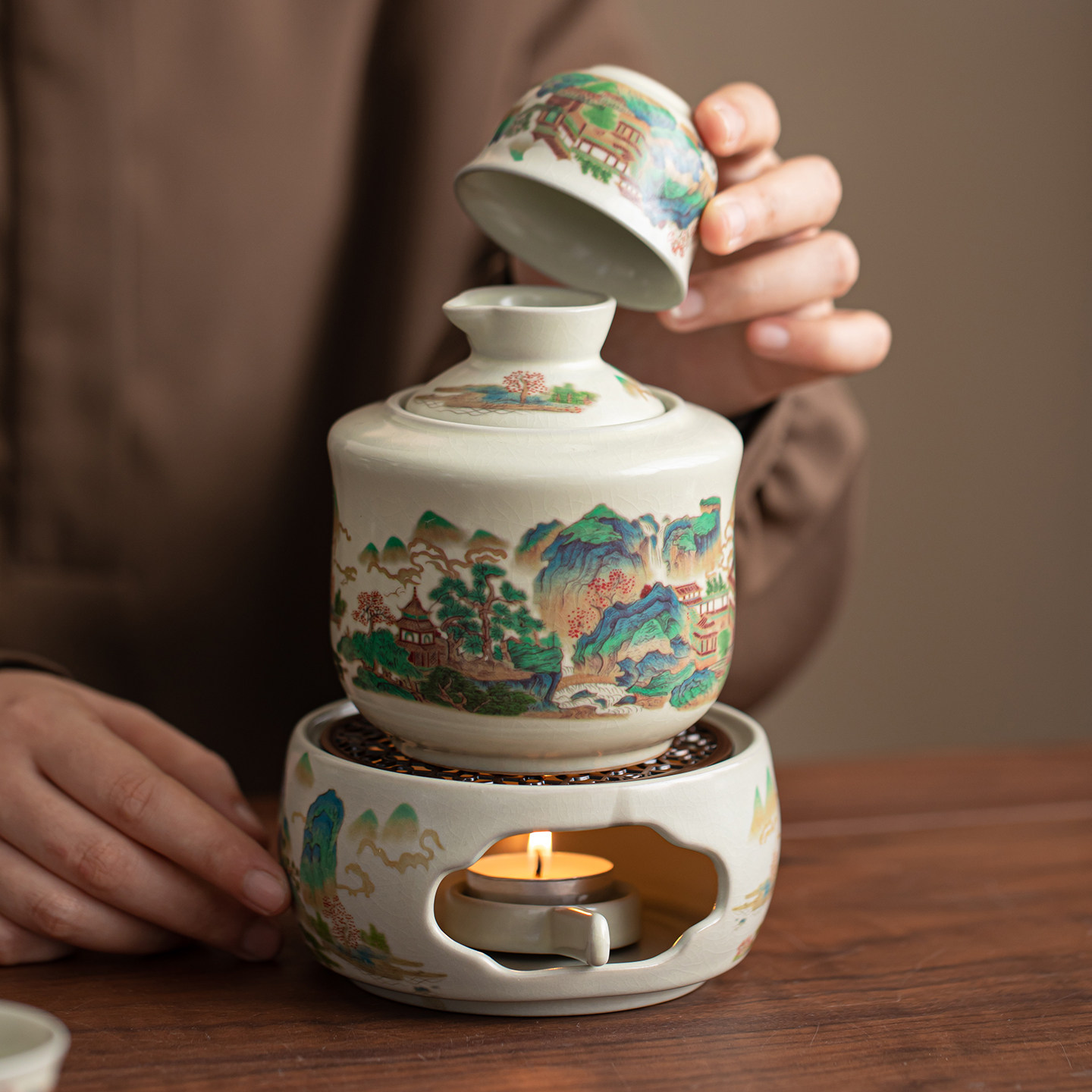 青花汝窑温酒器陶瓷温酒壶家用烫酒热酒壶黄酒白酒清酒杯酒具套装