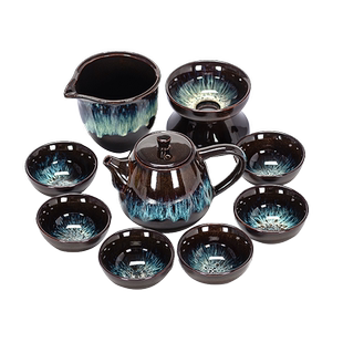 窑变建盏天目釉茶杯三才盖碗泡茶碗大号带盖单个陶瓷功夫茶具家用