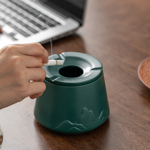 速发晨意 潮流多功能家用客厅办公防陶瓷 烟灰缸室飞带盖创翔个性