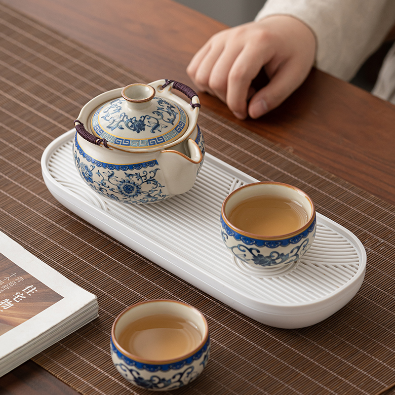 晨翔汝窑手抓壶茶具套装一壶二杯