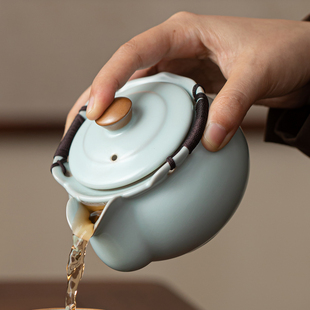 汝窑盖碗茶杯单个高档大号手抓壶家用茶碗带盖泡茶一人饮功夫茶具