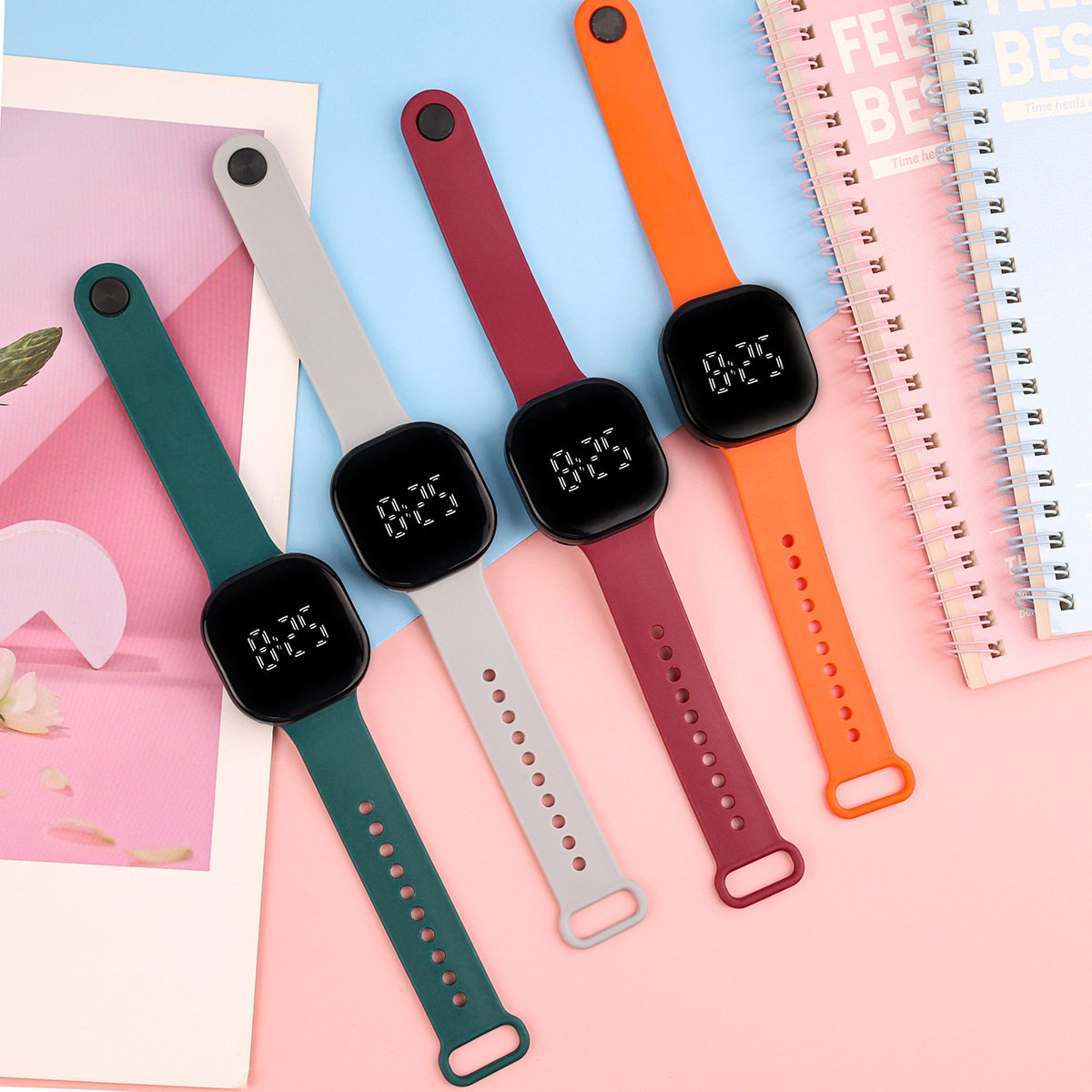 韩版电子手表男女款只看时间智能初高中儿童小学生运动潮流学院