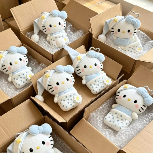 晚安豆豆眼kitty挂件小玩偶公仔哈喽kt猫包包挂饰钥匙扣礼物女生
