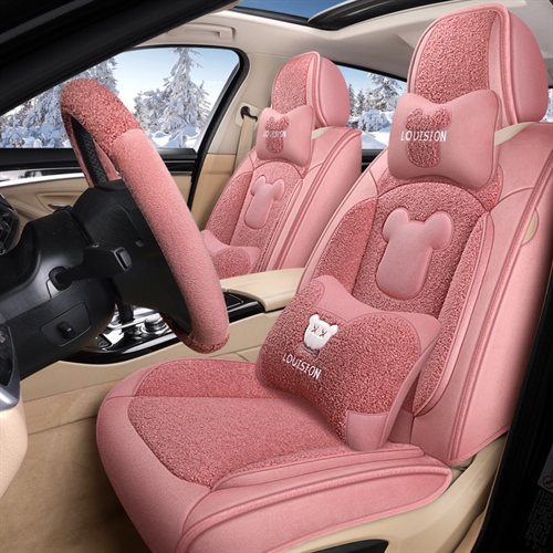 新款秋冬季汽车坐垫卡通全包围加厚羊羔绒座垫套短毛绒保暖座椅套