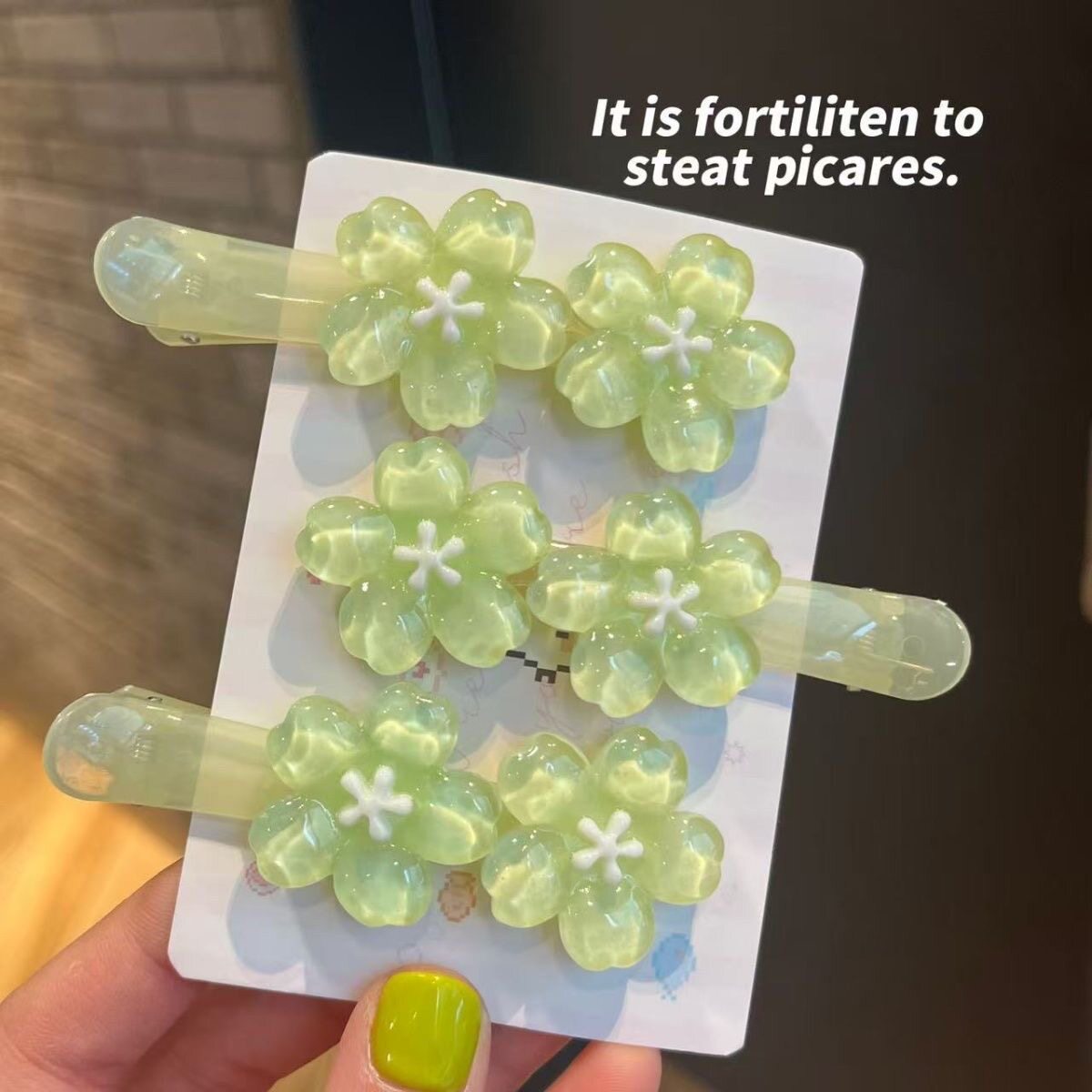 元气冰透小清新樱花侧边一字夹2026新款少女心甜美果冻刘海鸭嘴夹