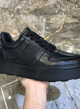 HK.AIDEBO真皮男鞋黑色厚底增高休闲板鞋系带潮流百搭时尚男鞋子