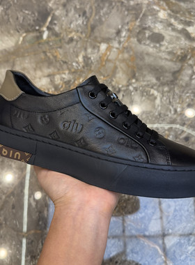 H.K.AIDEBO真皮板鞋男士皮鞋黑色休闲板鞋百搭时尚潮流男鞋耐磨