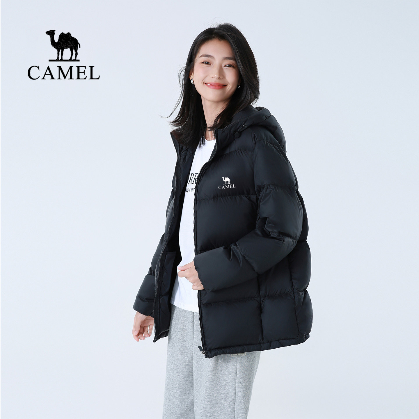 骆驼短款羽绒服男女同款2025冬季新款小个子情侣加厚面包服外套