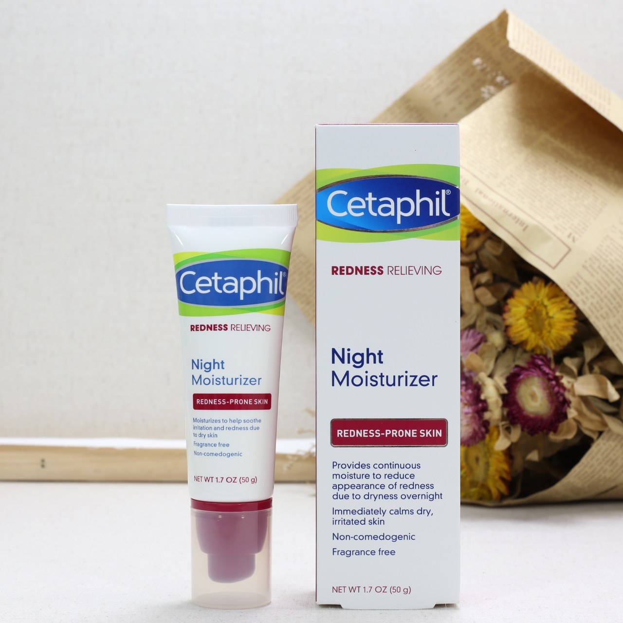 cetaphil redness丝塔芙抗红修护红血丝舒缓晚霜保湿精华面霜50g