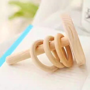 木质套圈玩具蒙特梭利智力开发套环无漆玩具婴幼儿可啃咬桧木原木