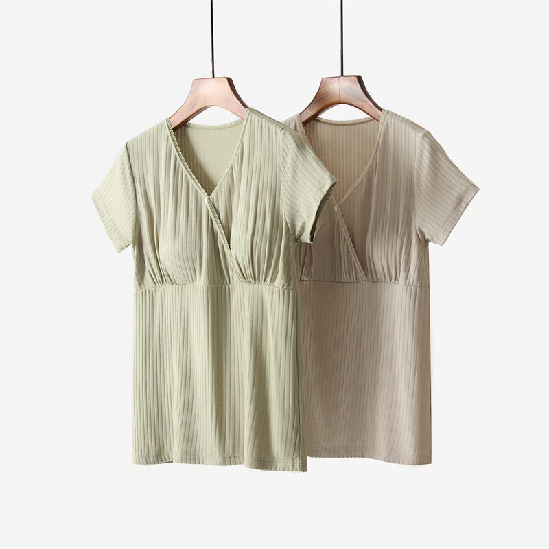 莫代尔孕妇带胸垫月子服哺乳衣