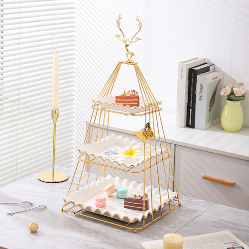 陶瓷欧式结婚糕点摆盘甜品台摆件