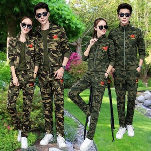 户外军训迷彩服运动三件套女2024春秋水兵舞团体男女一套休闲套装