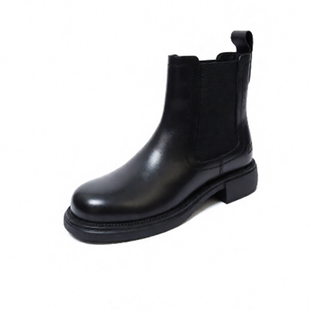 外贸圆头切尔西靴出口美国BORN原厂短靴欧美牛皮中跟大气小靴子女