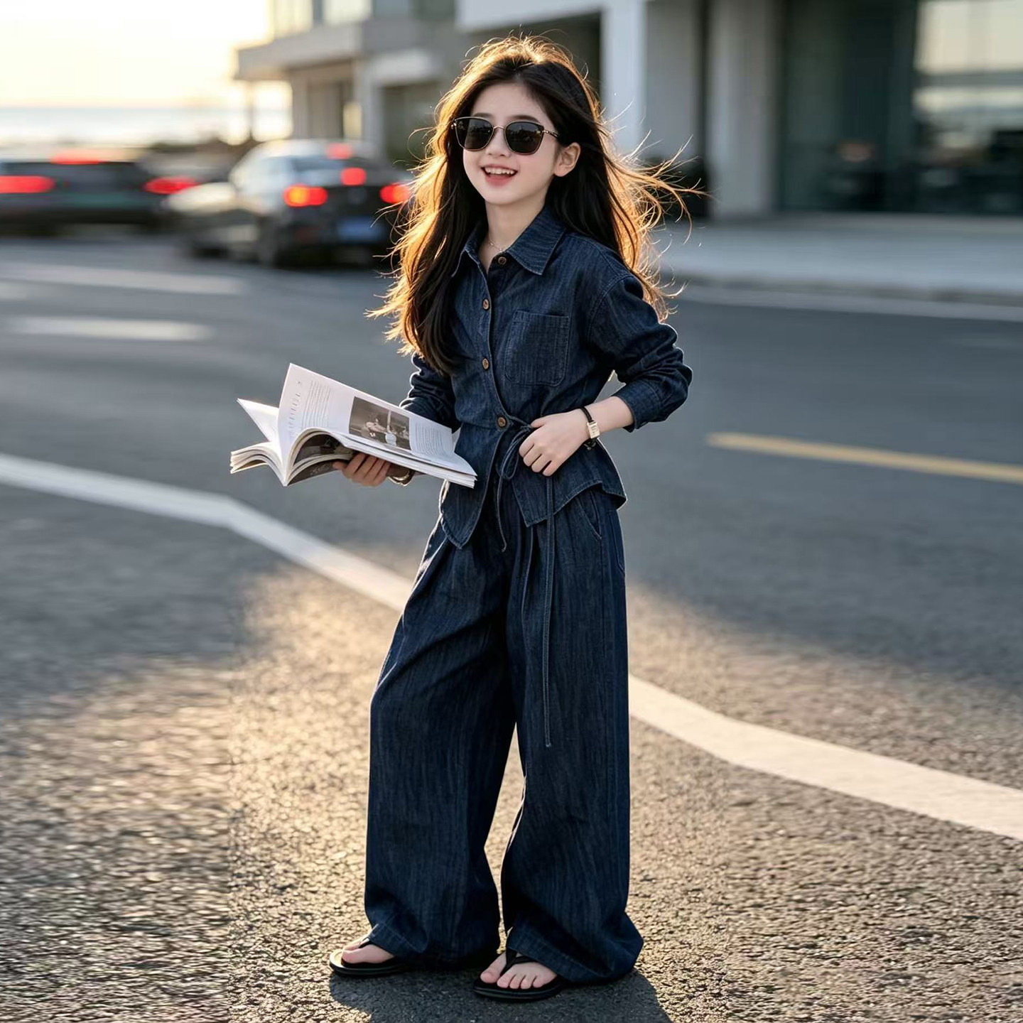 女童春秋牛仔套装2026新款网红