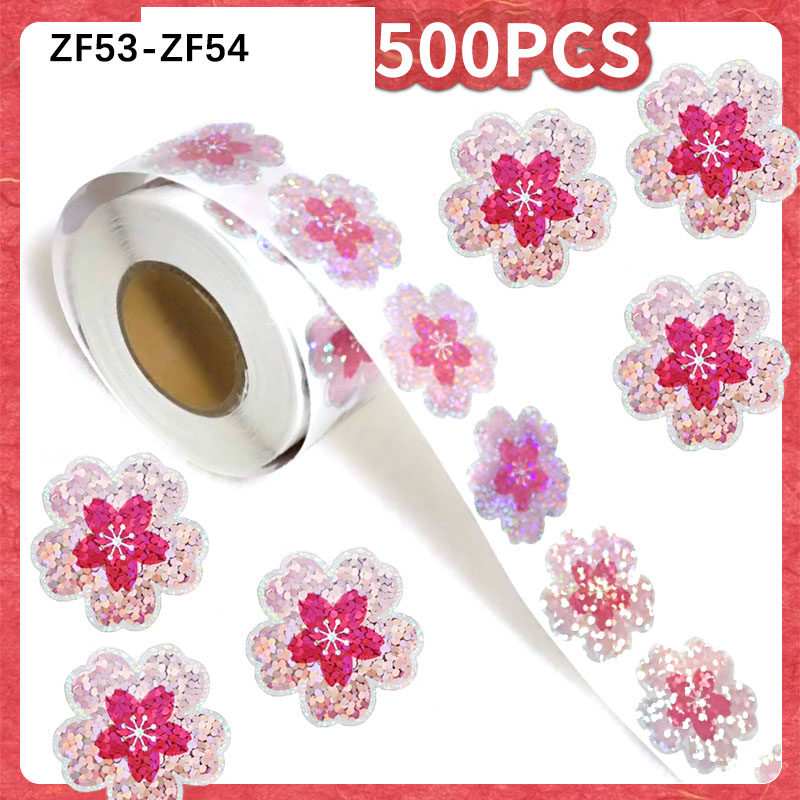 500贴/卷镭射粉色花朵礼品包装贴纸DIY手工笔记本装饰自粘贴纸,个性定制/设计服务/DIY,不干胶/标签,淘宝优惠券,粉丝福利购,淘宝优惠卷