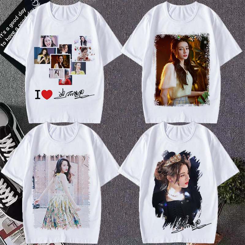 迪丽热巴明星同款短袖t恤女潮粉丝百搭潮流宽松上衣学生半袖t夏季
