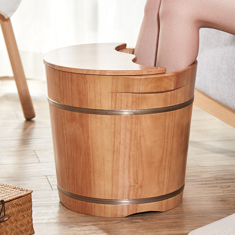 初心泡脚桶过小腿木质足浴盆家用洗脚盆懒人浸脚神器实木高深桶大