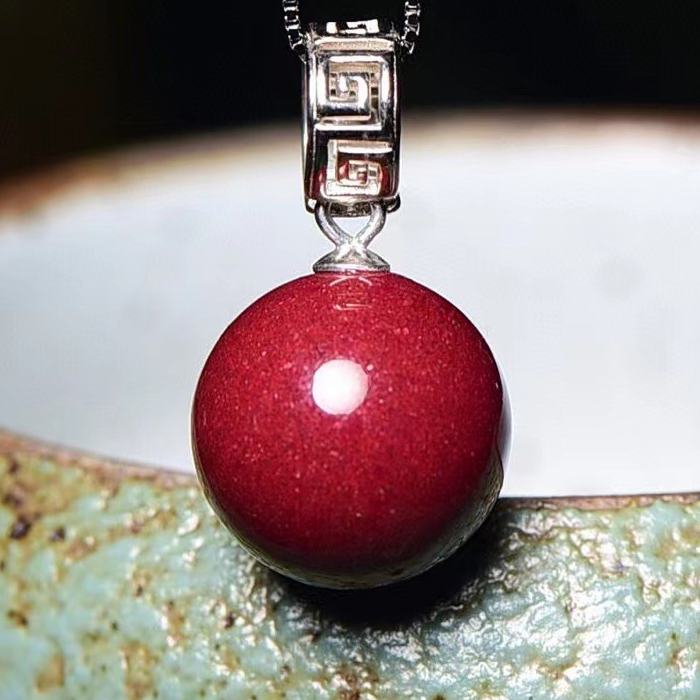 天然朱砂吊坠 朱砂紫金砂挂坠 朱砂转运珠项坠 朱砂项链