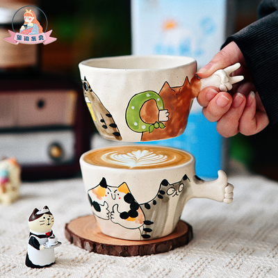 玺闻乐见原创手工陶瓷咖啡杯猫咪