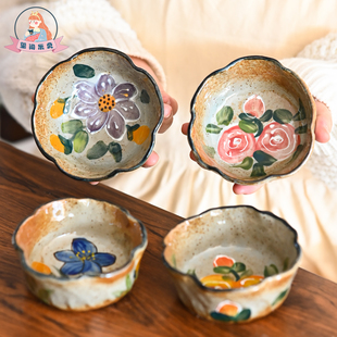 玺闻乐见景德镇手绘陶瓷料碟手工花朵调味碟家用酱油碟醋蘸料碟子
