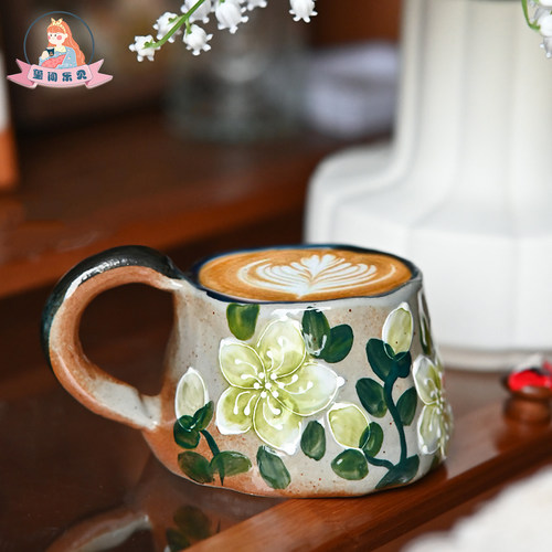 陶瓷马克杯手绘釉下彩咖啡杯