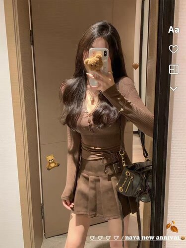 美式复古修身显瘦针织长袖T恤