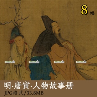明代唐寅人物故事册/唐伯虎工笔人物画集高清素材电子版临摹Z155