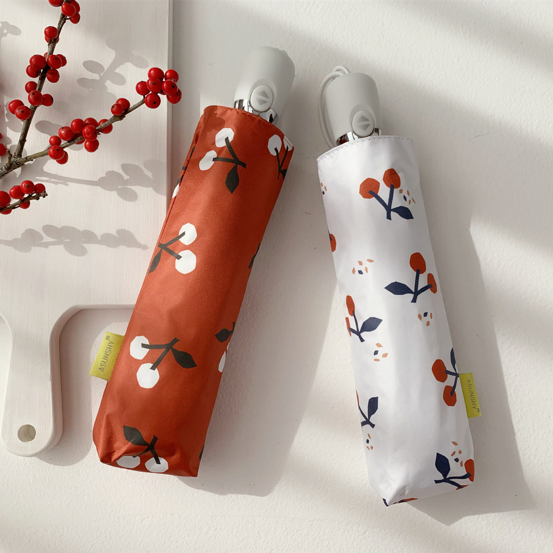 伞晴雨两用女全自动遮阳防晒日系甜美小清新樱桃折叠雨伞太阳伞