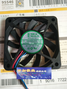 正品原装永林（YOUNG LIN)DFB601012M 12V2.0W 3线双滚珠散热风扇