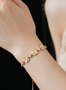 达令 猫眼石花朵可调节手链 时尚精致手环 送闺蜜姐妹女朋友手镯