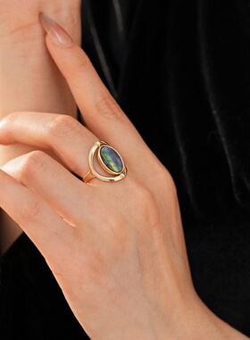 达令 椭圆形金色鸽子蛋开口戒指 女士个性指环 时尚指戒尾戒 手饰