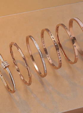 达令 极简不锈钢复古手饰 古法手链 女士精致简约手环 送女友闺蜜