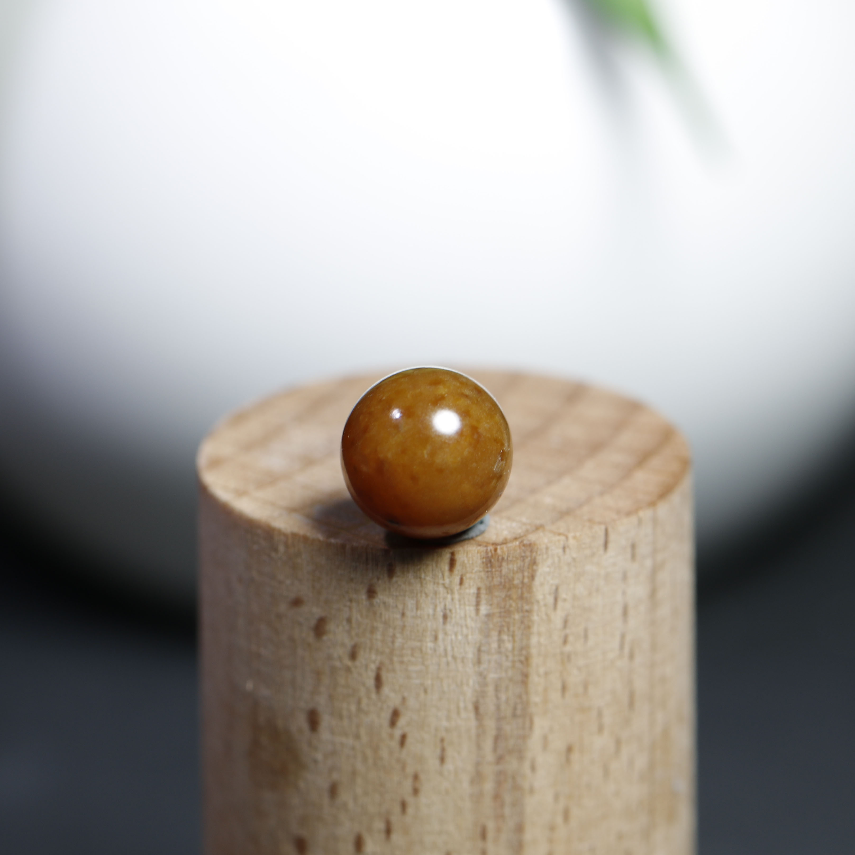 现货【珠玉珍藏】10mm新疆和田玉籽料黄沁圆珠单珠顶珠玉石配珠