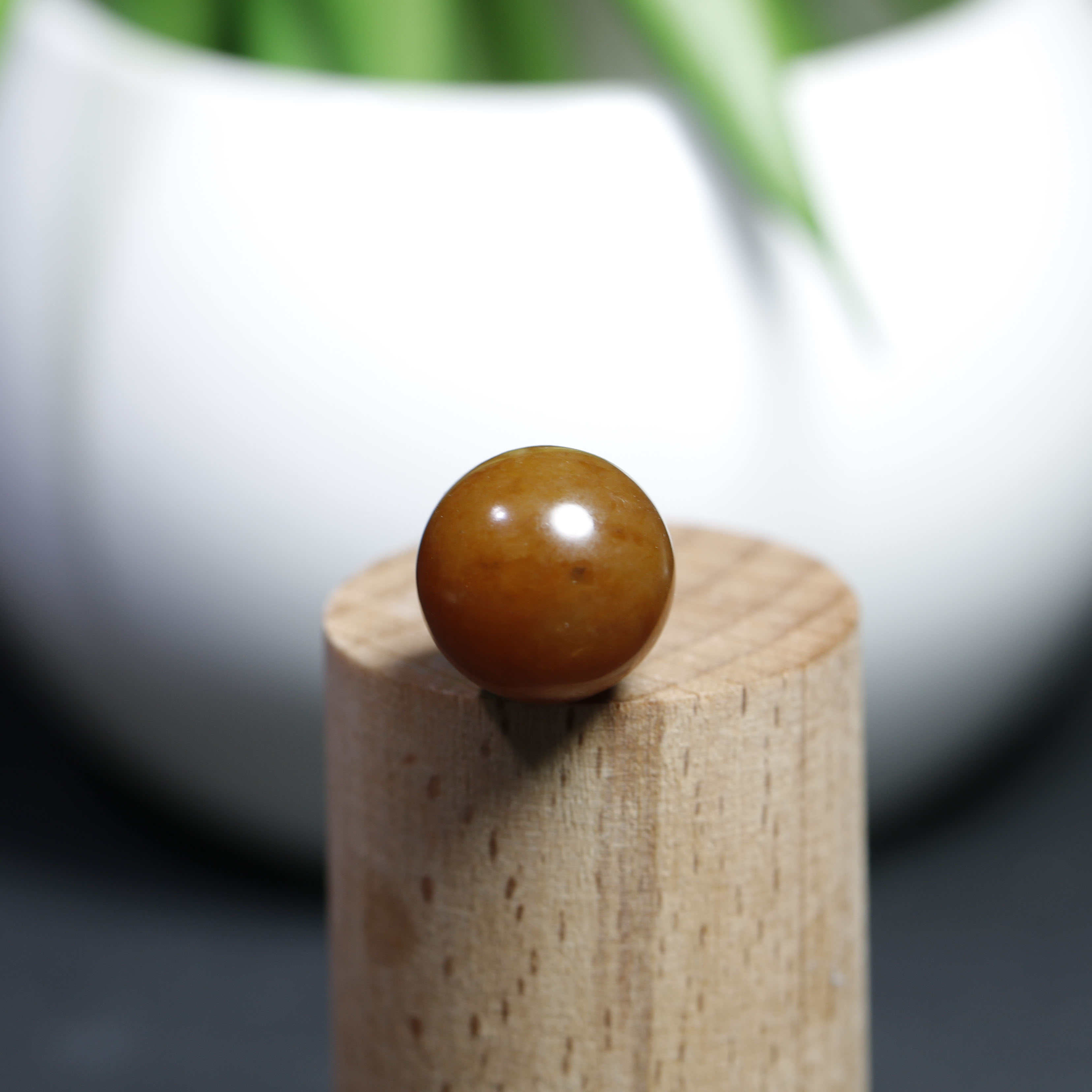 珠玉珍藏和田玉籽料黄红沁圆珠