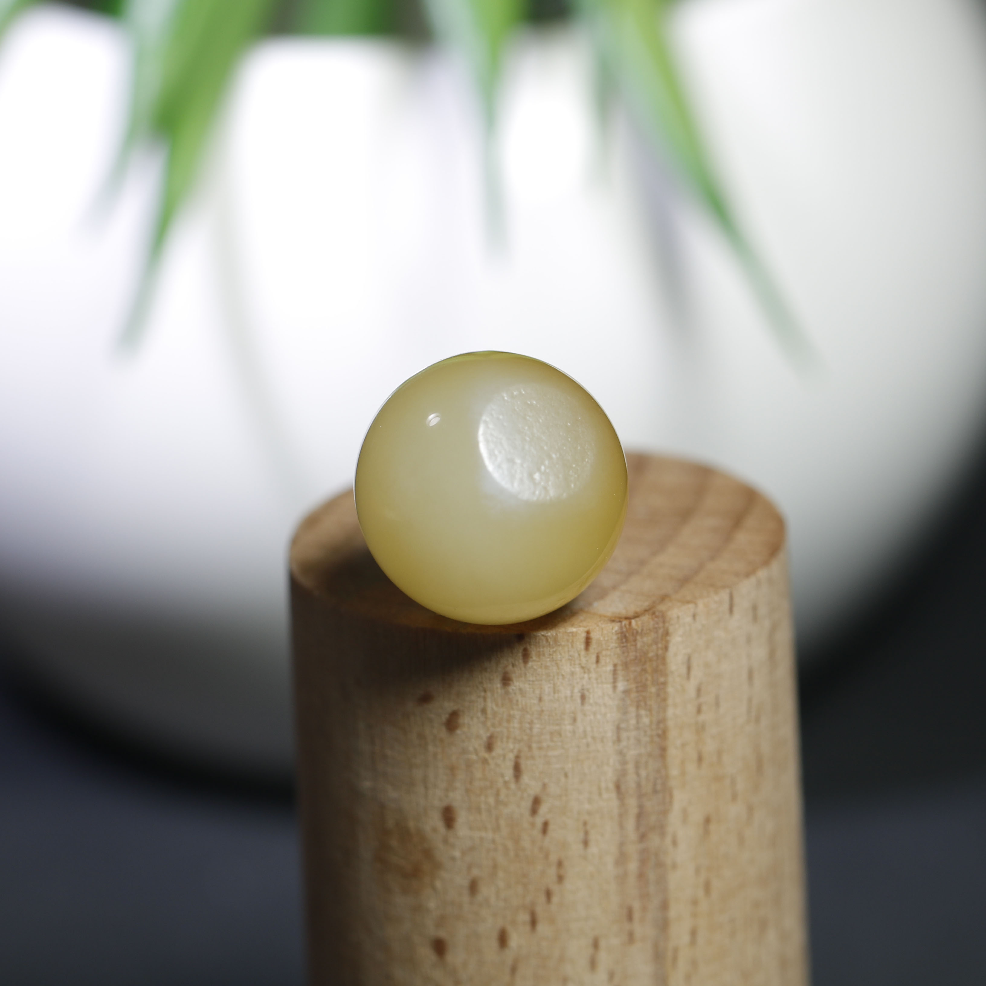 现货【珠玉珍藏】16mm新疆和田玉籽料白皮黄金糖蜜糖圆珠单珠顶珠